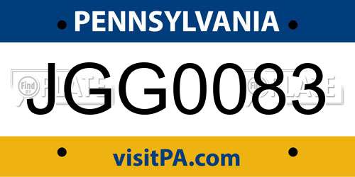 JGG0083 Pennsylvania License Plate