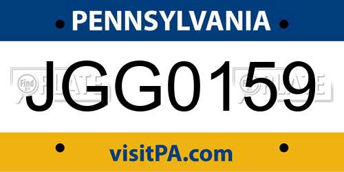 JGG0159 Pennsylvania License Plate