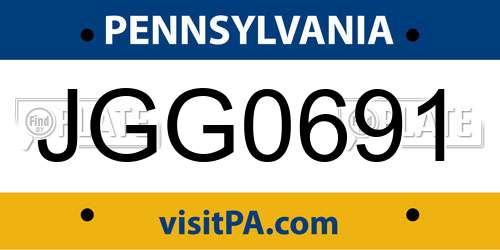 JGG0691 Pennsylvania License Plate