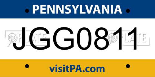 JGG0811 Pennsylvania License Plate