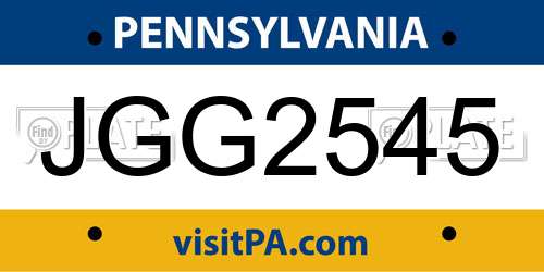 JGG2545 Pennsylvania License Plate