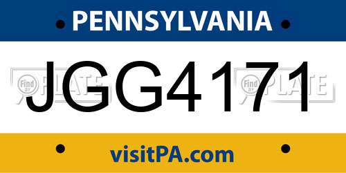 JGG4171 Pennsylvania License Plate