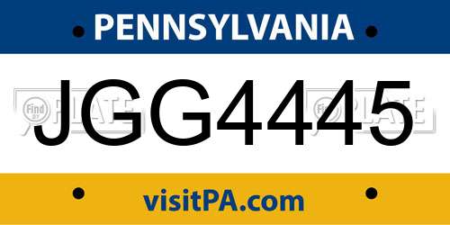 JGG4445 Pennsylvania License Plate