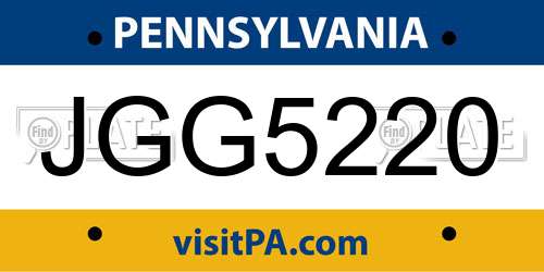 JGG5220 Pennsylvania License Plate