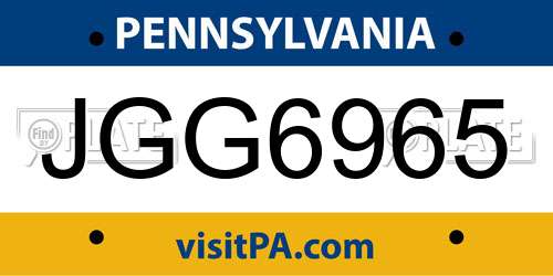 JGG6965 Pennsylvania License Plate