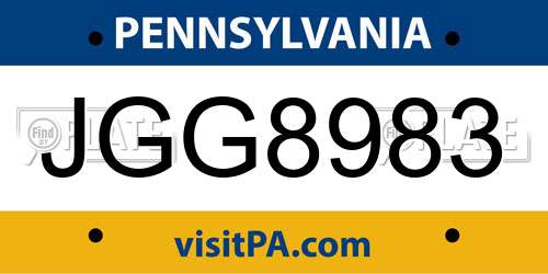 JGG8983 Pennsylvania License Plate