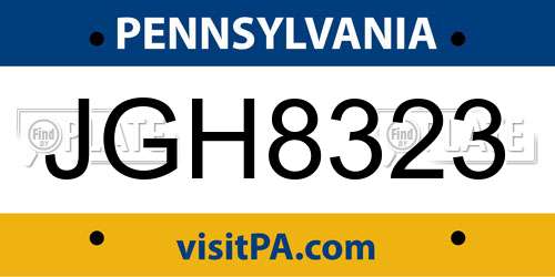 JGH8323 Pennsylvania License Plate