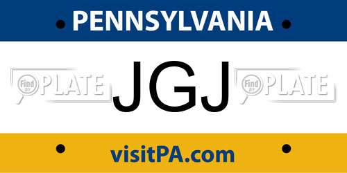 JGJ Pennsylvania License Plate