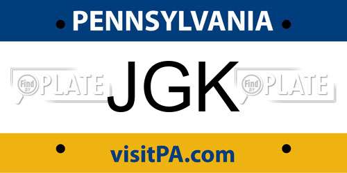 JGK Pennsylvania License Plate
