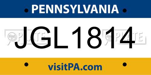 JGL1814 Pennsylvania License Plate