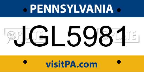 JGL5981 Pennsylvania License Plate