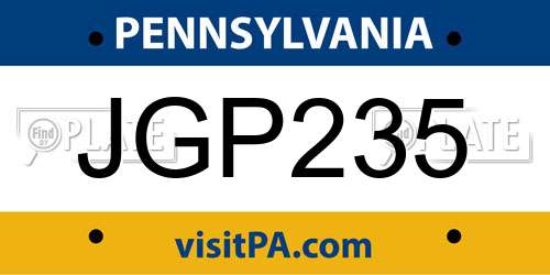 JGP235 Pennsylvania License Plate
