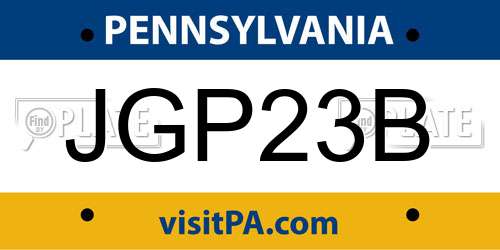 JGP23B Pennsylvania License Plate