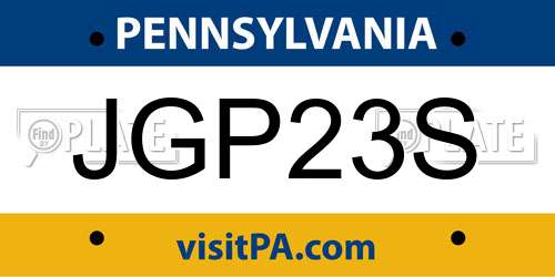 JGP23S Pennsylvania License Plate