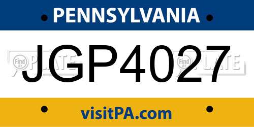JGP4027 Pennsylvania License Plate