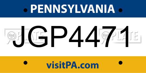 JGP4471 Pennsylvania License Plate