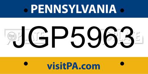 JGP5963 Pennsylvania License Plate