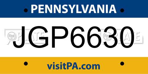 JGP6630 Pennsylvania License Plate