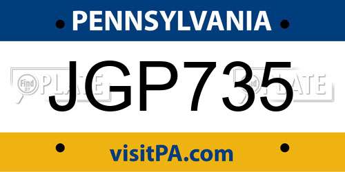 JGP735 Pennsylvania License Plate
