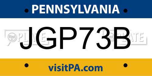 JGP73B Pennsylvania License Plate