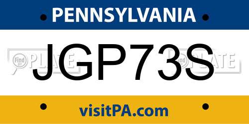 JGP73S Pennsylvania License Plate