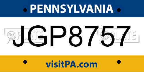 JGP8757 Pennsylvania License Plate