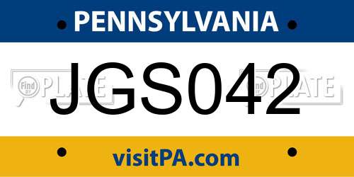 JGS042 Pennsylvania License Plate