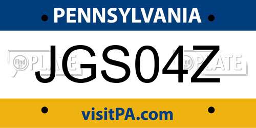 JGS04Z Pennsylvania License Plate