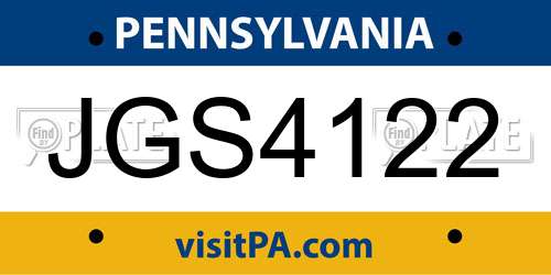 JGS4122 Pennsylvania License Plate