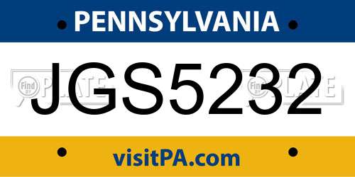 JGS5232 Pennsylvania License Plate