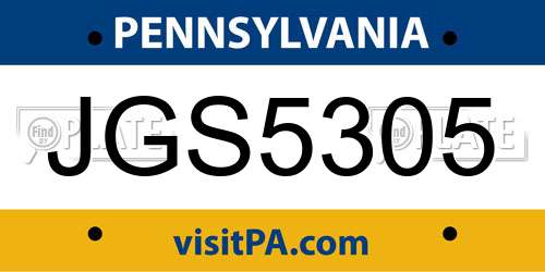 JGS5305 Pennsylvania License Plate