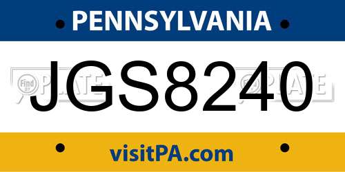 JGS8240 Pennsylvania License Plate