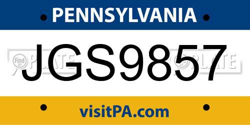 JGS9857 Pennsylvania License Plate