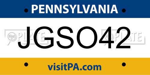 JGSO42 Pennsylvania License Plate