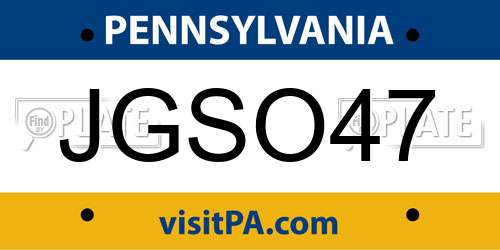 JGSO47 Pennsylvania License Plate