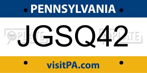 JGSQ42 Pennsylvania License Plate