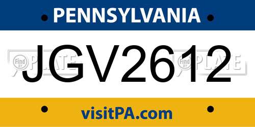 JGV2612 Pennsylvania License Plate