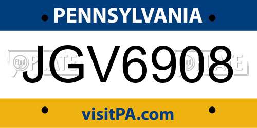 JGV6908 Pennsylvania License Plate