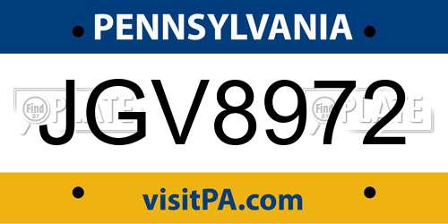 JGV8972 Pennsylvania License Plate