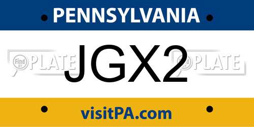JGX2 Pennsylvania License Plate