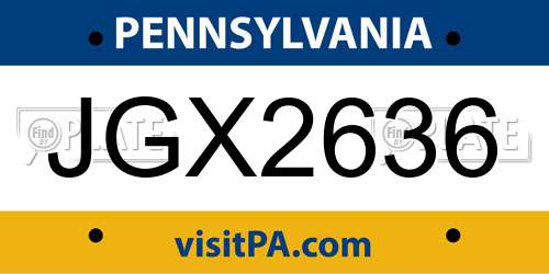 JGX2636 Pennsylvania License Plate