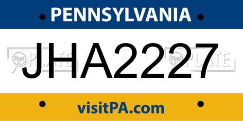 JHA2227 Pennsylvania License Plate