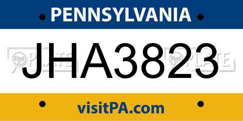 JHA3823 Pennsylvania License Plate
