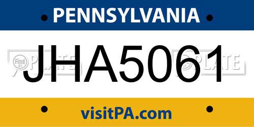 JHA5061 Pennsylvania License Plate