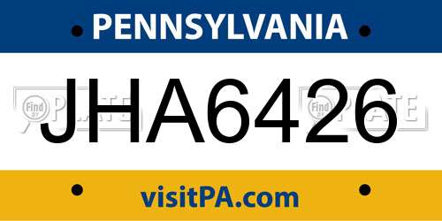 JHA6426 Pennsylvania License Plate