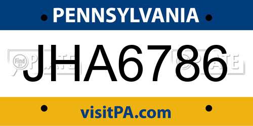JHA6786 Pennsylvania License Plate