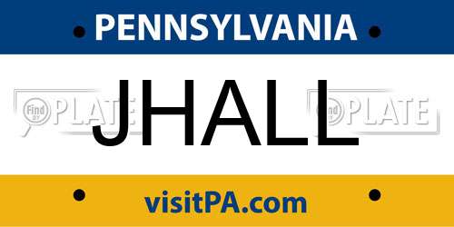 JHALL Pennsylvania License Plate