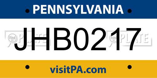 JHB0217 Pennsylvania License Plate