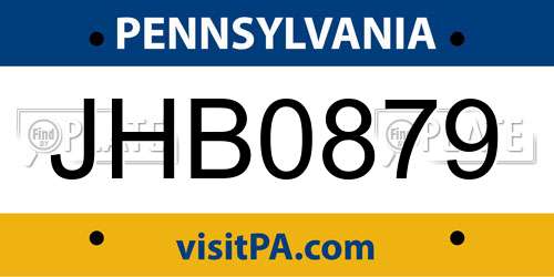 JHB0879 Pennsylvania License Plate