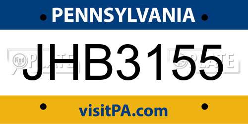 JHB3155 Pennsylvania License Plate